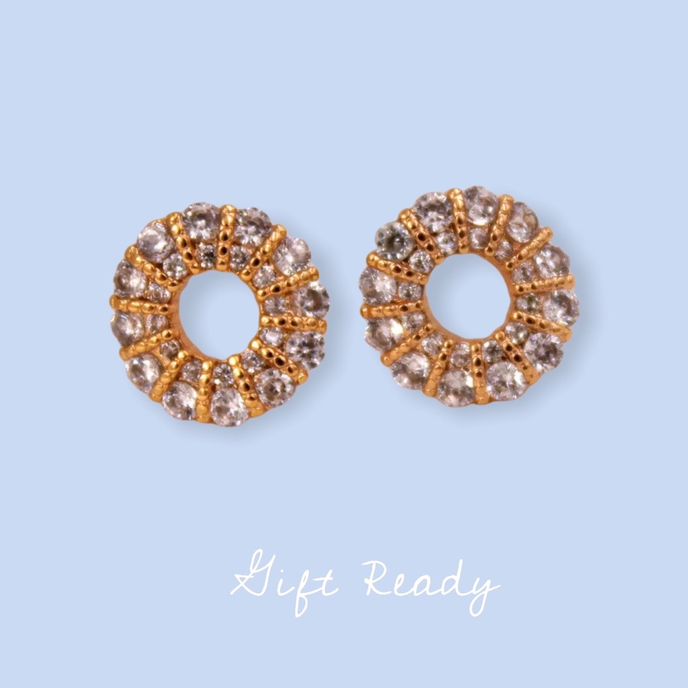 New 18K Yellow Gold plated CZ open circle